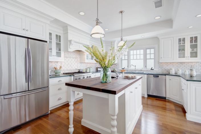 Kitchen in luxury with white wood cabinetry 1